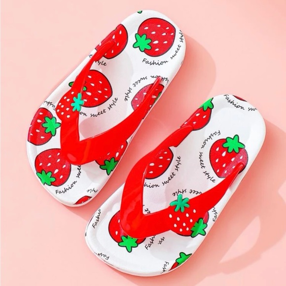 Kids Strawberry Flip Flop Sandals - Picture 2 of 3